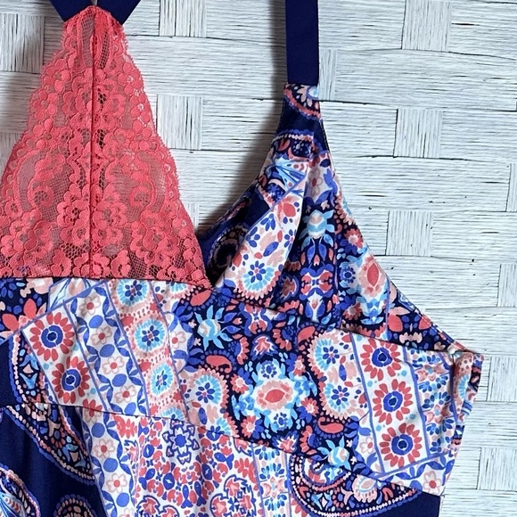 ND intimates, nightgown, T back lace back Paisley, colorful nightgown plus size - Picture 3 of 8